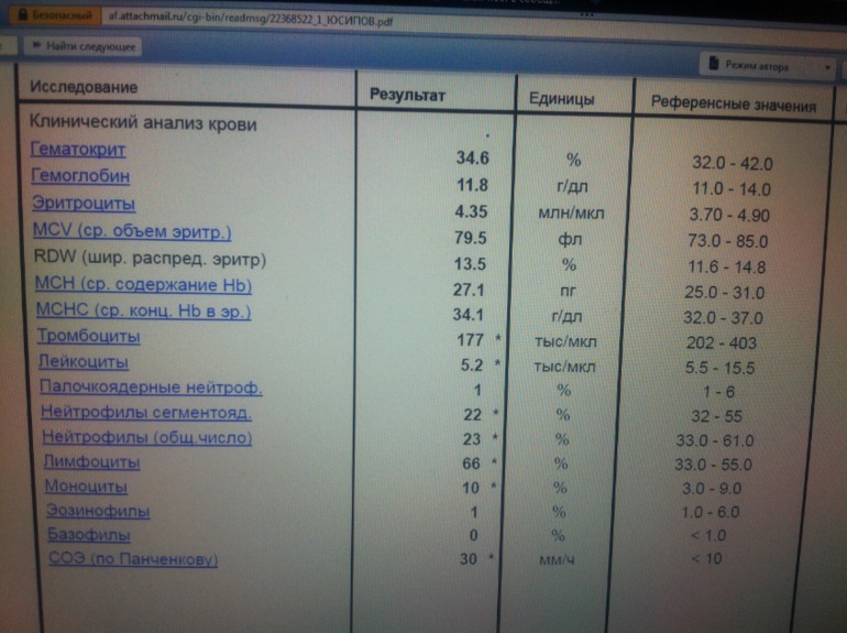 Результат анализа