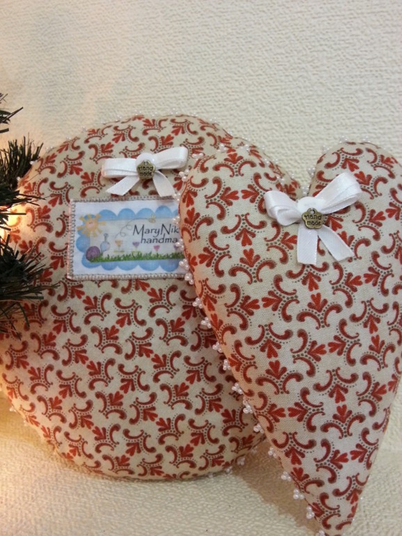 Новогодний комплект. Мини-подушечка и сердечко.