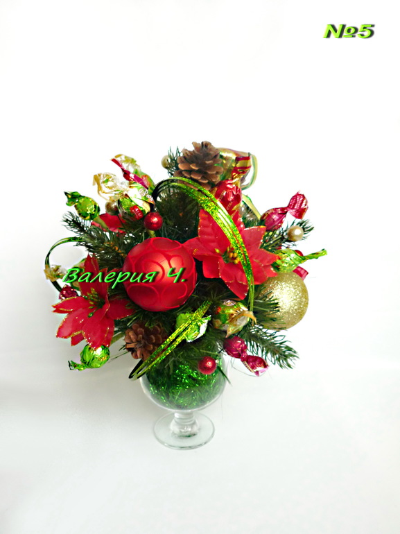 Новогодние конфетные композиции в наличии и на заказ