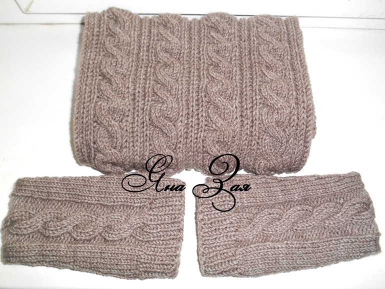 Комплект снуд+митенки! (много фото)