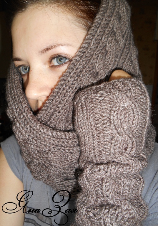 Комплект снуд+митенки! (много фото)