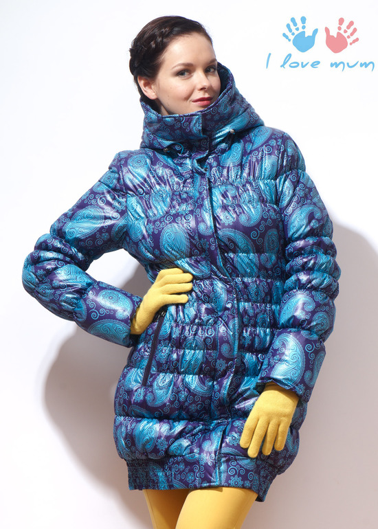 Слингокуртка Гретта зимняя 3 в 1, фиолетово-бирюзовые пейсли - I love mum 48р