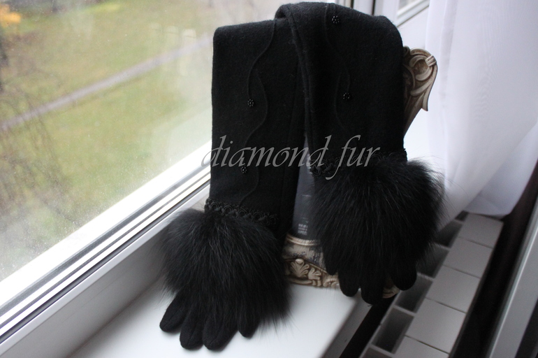 Варежки, перчатки, полуперчатки с финским песцом, чернобуркой, браслеты из норки!