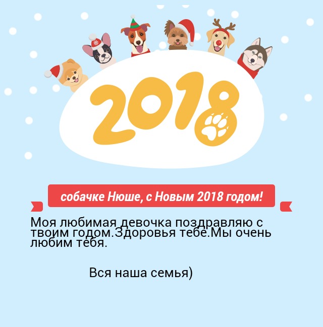 собачке Нюше, с Новым 2018 годом!