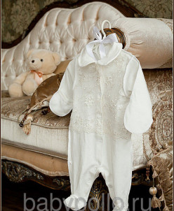 Комбинезон на выписку с бабочкой для мальчика