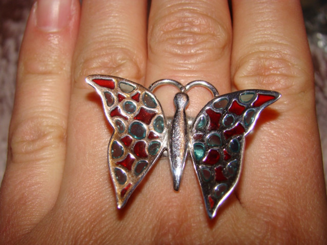 Кольцо бабочка,серебро- 19 р-р.
