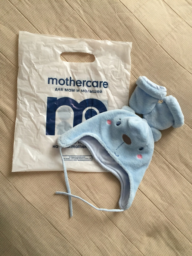 Флисовый комплект ( шапочка+варежки) Mothercare