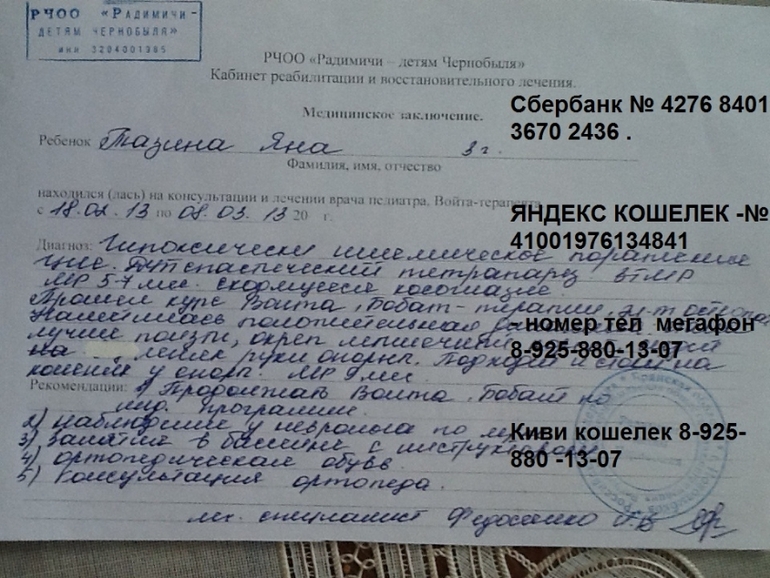 Помогите с лечением для Яны!!!