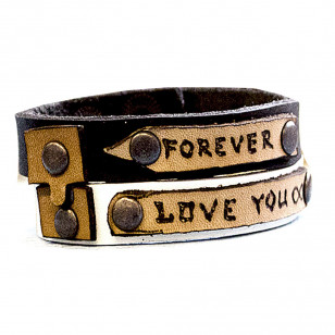 Парные браслеты из натуральной кожи с любым словом