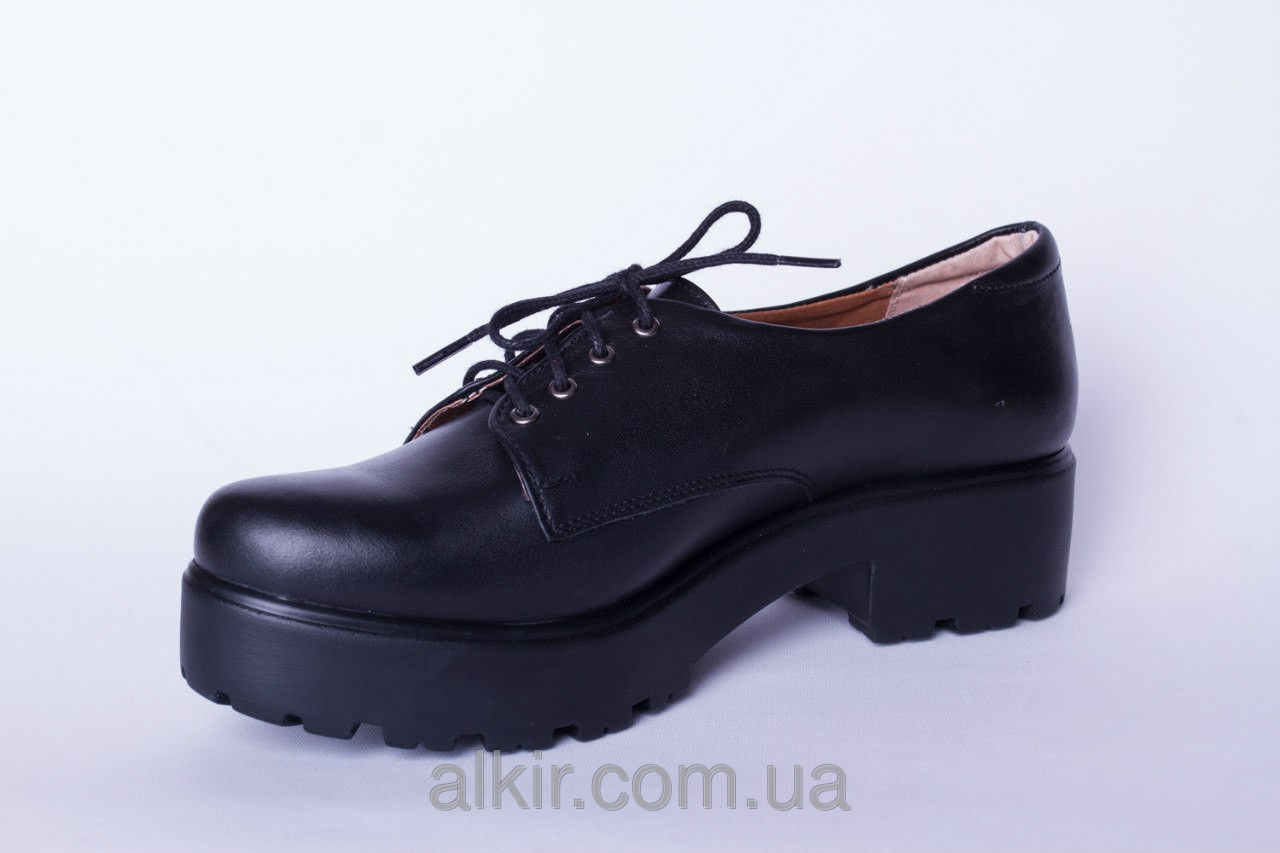 Туфли из натуральной черной кожи №313-3