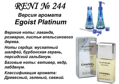 № 244 аромат направления Egoist Platinum (Chanel).
