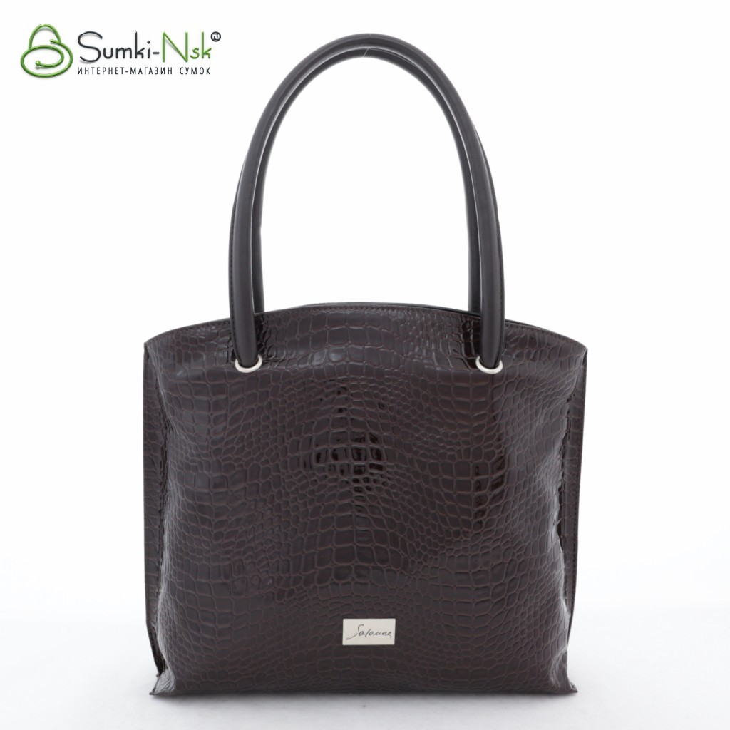 Сумка Саломея 144 лак рептилия шоколад