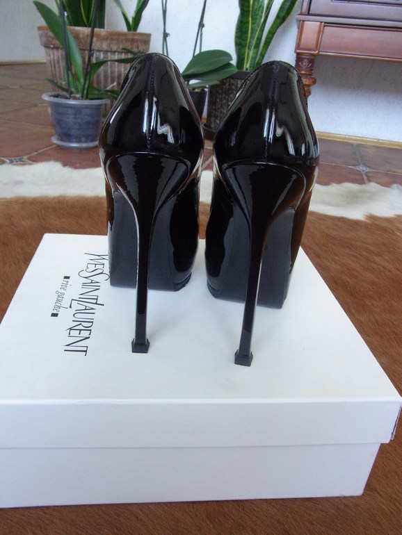 YSL double tribute!!!ОРИГИНАЛ, черный лак, размер 38,5!!!