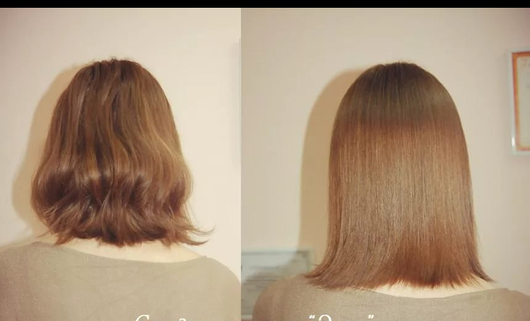 Ламинирование волос каре фото до и после