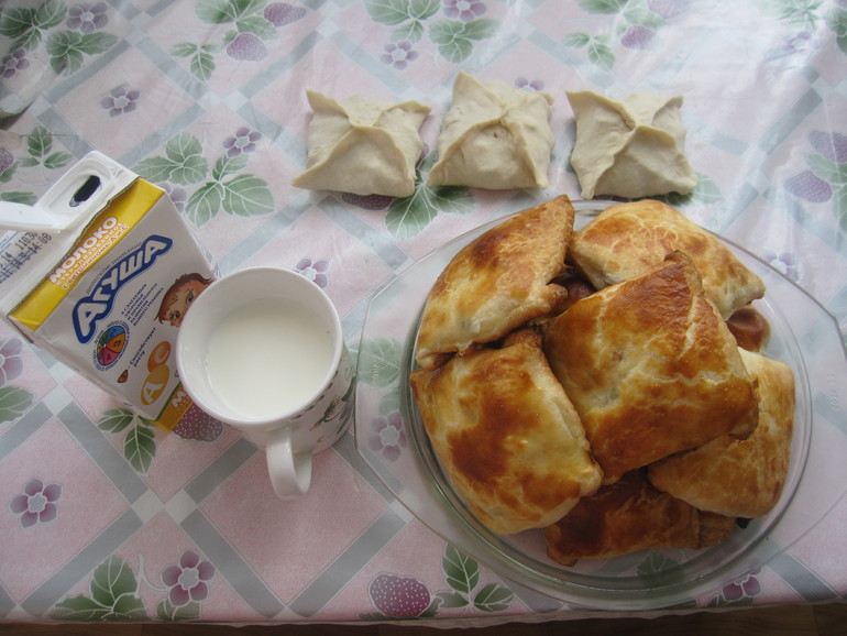 Самса с творогом и с мясом!