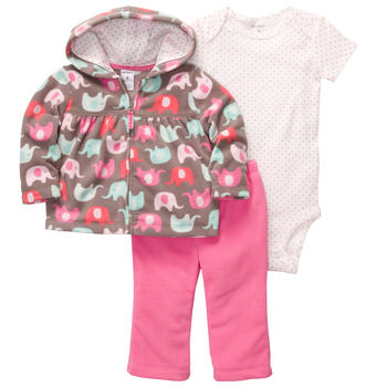 Carters флисовый комплект пуловер+брюки+боди «Слонята»