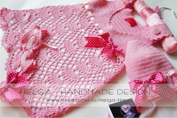 Новый вязанный комплект на малышку 68-74