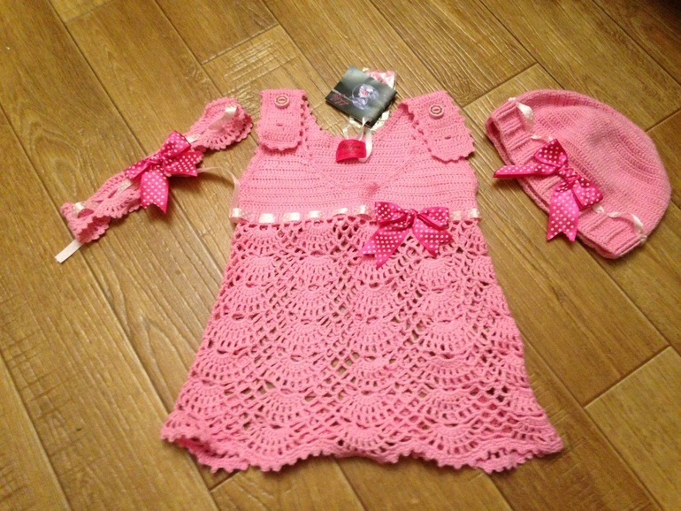 Новый вязанный комплект на малышку 68-74