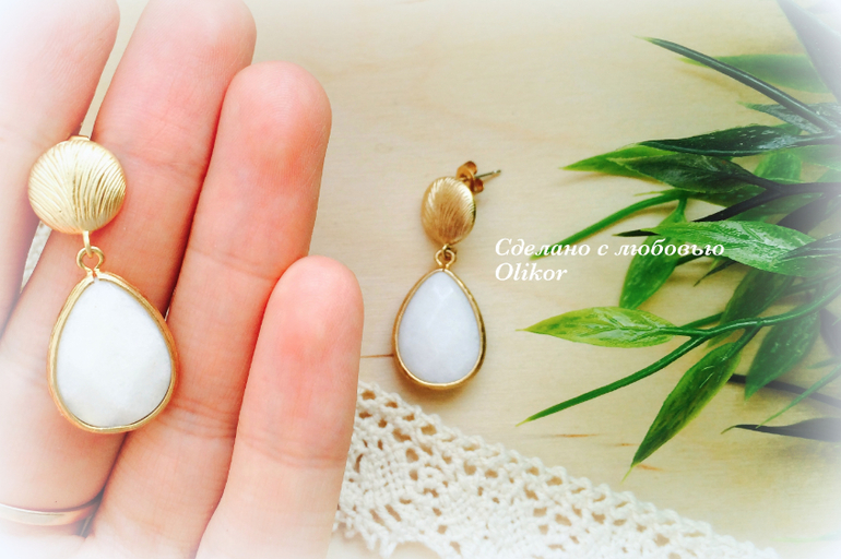 Серьги с нефритом