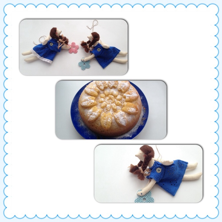 В ярко-синем..