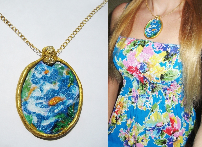 Красивый кулон Папье-маше. Имитация цветка. Мастер-класс