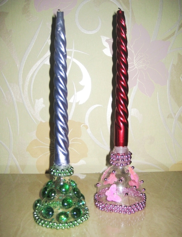 Подсвечники из пластиковых бутылок (видео мк)