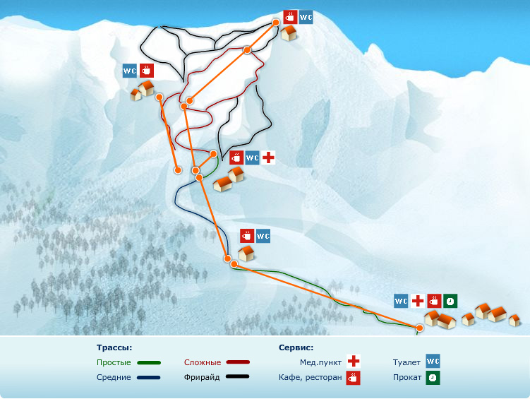 Карта горнолыжного курорта газпром