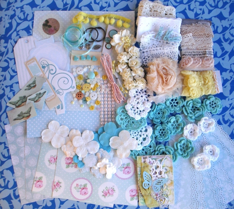 Конвертик бирюза/ желтый. Шебби.