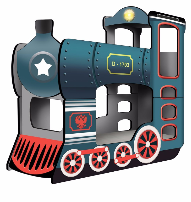 Двухъярусная кровать - Паровоз "DreamTrain" синий Верхнее спальное место 80*190 см, нижнее - 80*190 см. Общий размер 85*215*215 см  Цена 31 500 руб.