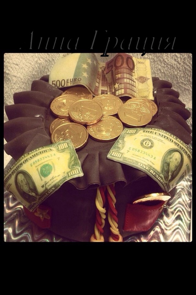 Торт "Мешочек с деньгами".