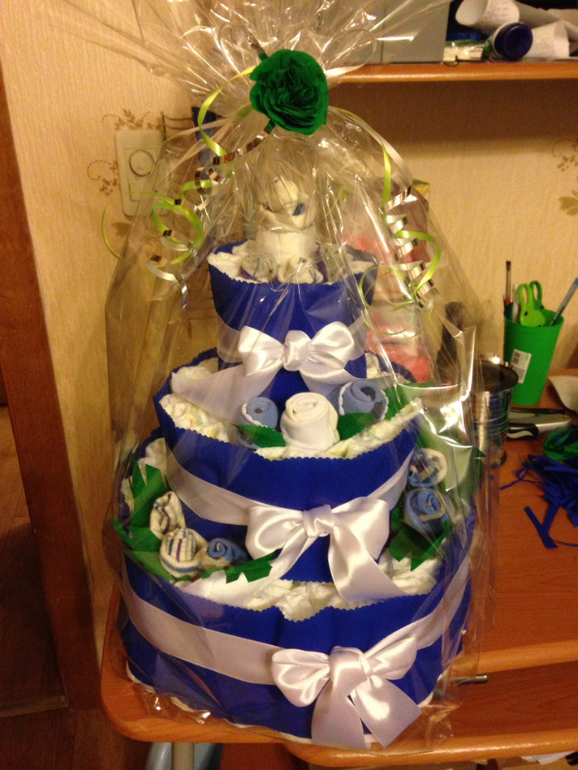 Торт из подгузников в подарок малышу