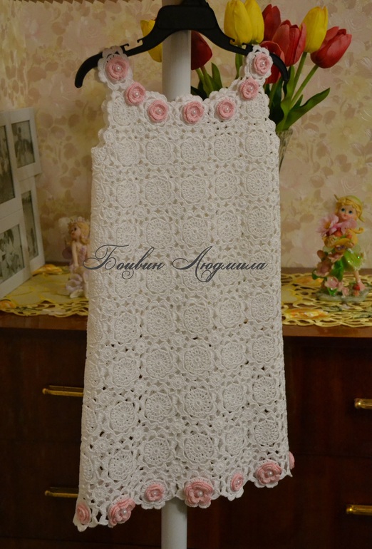 Белое платье крючком