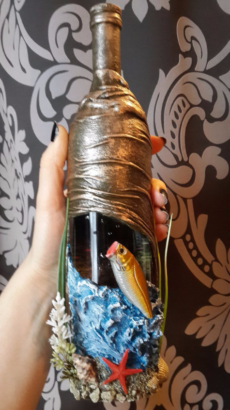 декор бутылки с водкой для рыбака