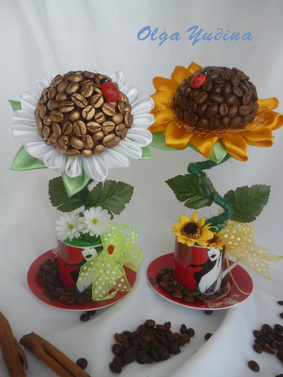 Парочка работ. Денежное дерево и кофейные топиарии.