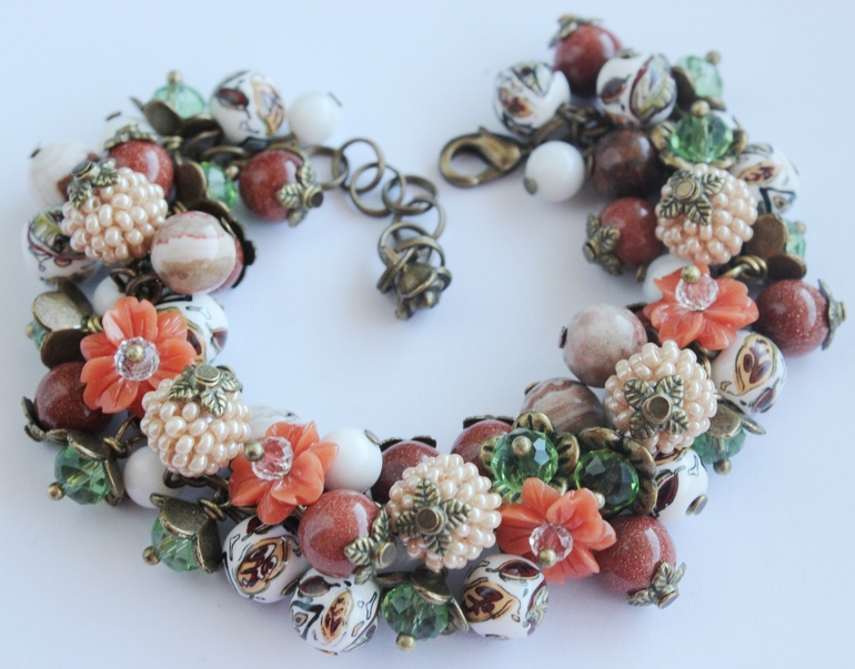 Браслет "Оранжевые цветы"