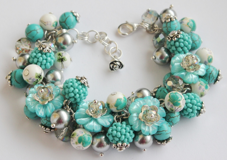 Браслет "Бирюзовые цветы"