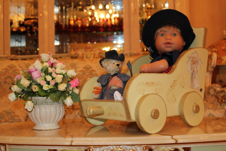 РЕТРО КОЛЯСКА ДЛЯ КУКОЛ И МЕДВЕДЕЙ РУЧНОЙ РАБОТЫ