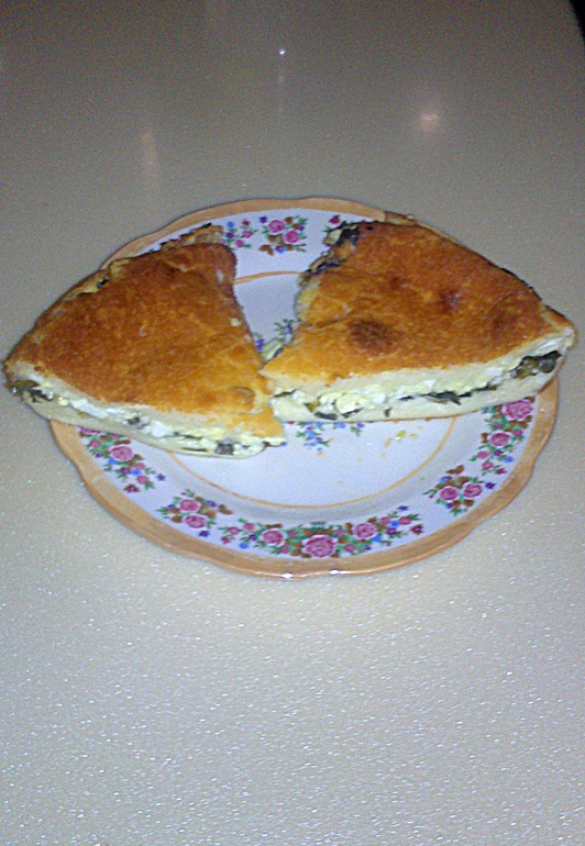 Быстрый заливной пирог (яйцо,лук)