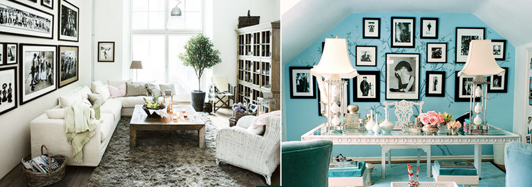 Черные рамки в интерьере.