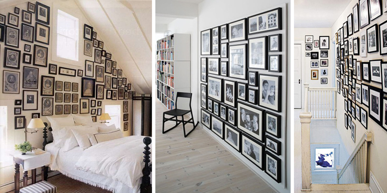 Черные рамки в интерьере.