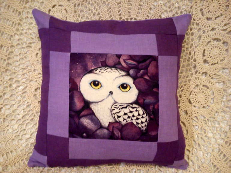 Наволочки с совами сиренево-фиолетовые