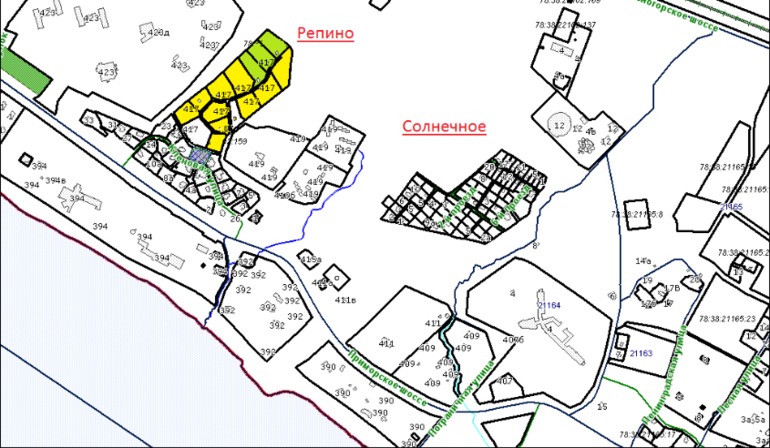Репино карта поселка