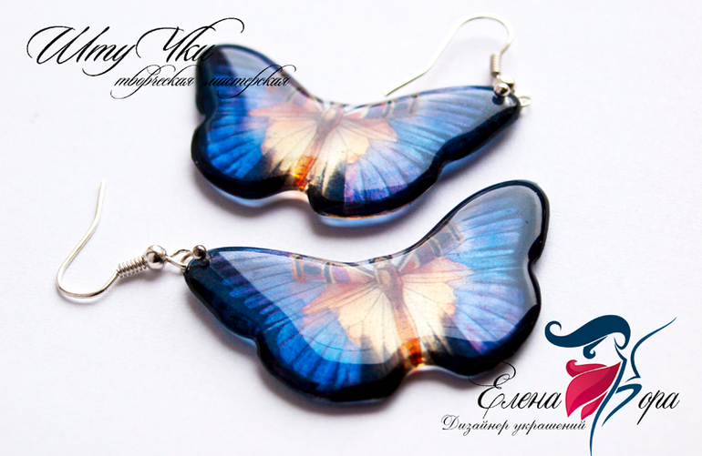 бабочки серьги
