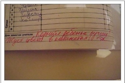 Перловые замечания учителей в школьных дневниках....