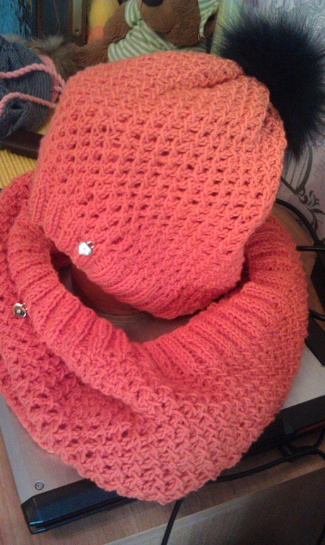 шапочка с шарфиком на заказ