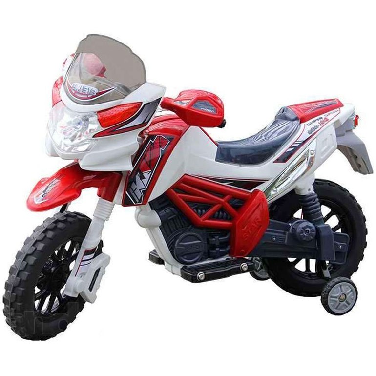 Детский мотоцикл DIRT BIKE 1566: 6 км/ч, 2 мотора 18W RED